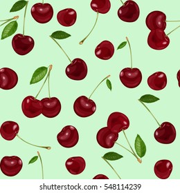 Seamless pattern, background with cherry. Vector illustration.