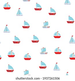 Seamless Pattern Background with Children's Cute ship. Vector Illustration EPS10