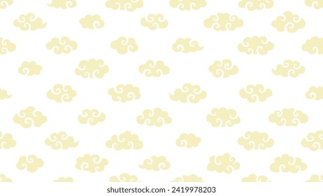 Seamless pattern background of Chinese style golden swirl clouds with dot patterns