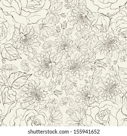 Seamless pattern background from chrysanthemums. Vector illustration.