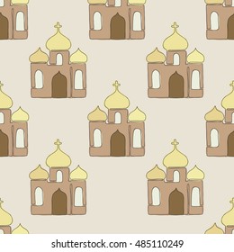 Seamless pattern background Church. Catholic vector. Wedding