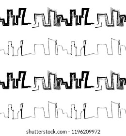 Seamless pattern background of cityscape drawing 