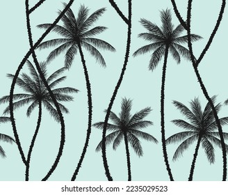 seamless pattern background with coconut palm trees 