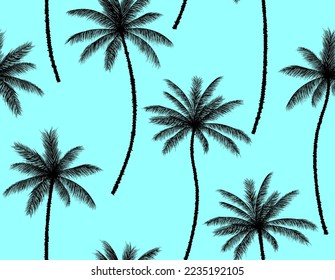 seamless pattern background with coconut palm trees 