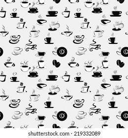 Seamless pattern background with coffee cups
