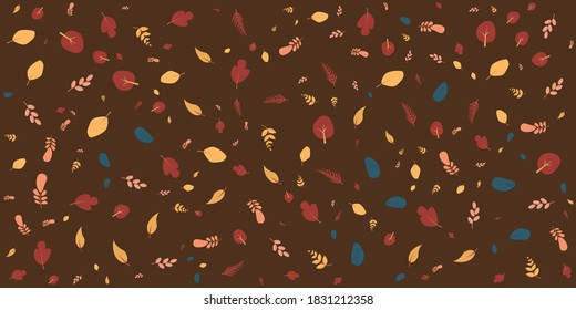Fondo de patrón impecable. Colección de fondo otoñal con hojas, arce, marco. Ilustración vectorial del patrón de doodle sin fisuras editable para invitación de cumpleaños, postales y banner web