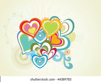 seamless pattern background with collection of colorful heart