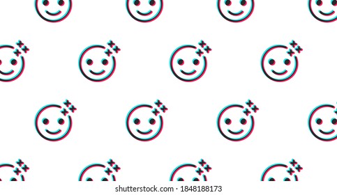 Seamless pattern, background with colored linear smiling emoticons. Background in the style of modern social networks. Vector illustration