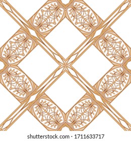 Seamless pattern, background. Colored vector illustration in art nouveau style, vintage, old, retro style. Isolated on white background..
