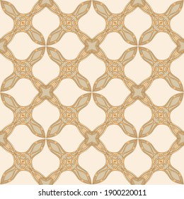 Seamless pattern, background. Colored vector illustration in art nouveau style, vintage, old, retro style. In soft green and beige colors..