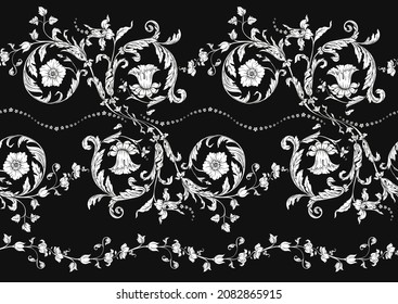 Seamless pattern, background. Colored vector illustration. In baroque, rococo, victorian, renaissance medieval style. In decorative style. Ethnic patterned ornate hand drawn.