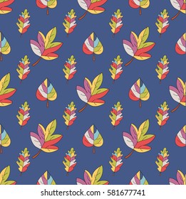 seamless pattern background with colorful autumn leaves - vector illustration