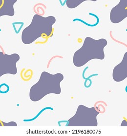 Seamless pattern background with colorful cute vector memphis
