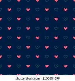 seamless pattern background with colorful hand drawn heart