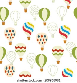seamless pattern background with colorful hot balloons in vector
