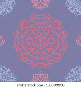 Seamless pattern background with colorful mandalas