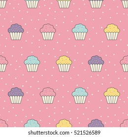 Seamless pattern background with colorfull cupcakes