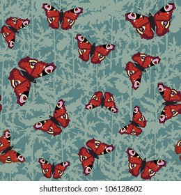 seamless pattern background with colour butterflies