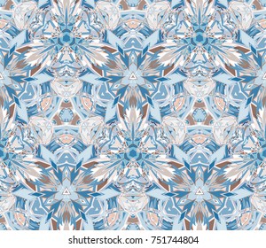 Seamless pattern, background. Composed of colored abstract shapes. Useful as design element for texture and artistic compositions.