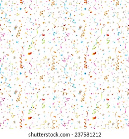 Seamless pattern. Background with confetti and streamer. Can be used for wallpaper, pattern fills, web page background, surface textures 