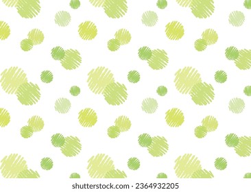 Seamless pattern background with cool crayon touch green polka dots