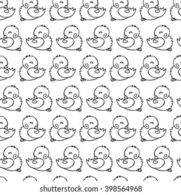 Seamless pattern background with cute chickens. Happy Easter. Vector design.