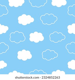 Seamless pattern background with cute clouds . Vector illustration for kids fabric, summer background, wallpaper, backdrop, picture frames, webpage.