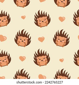 Seamless pattern background of cute hedgehog
