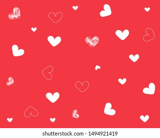 Seamless Pattern Background: Cute and kawaii many hearts shape, love concept