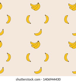 Seamless pattern background: Cute of many yellow bananas on light pink background for your design