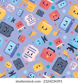 Seamless pattern background with cute office icons Vector illustration