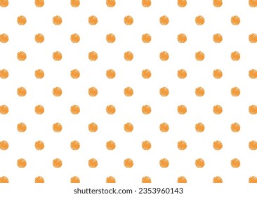 Seamless pattern background with cute orange dots with hand-drawn crayon touch