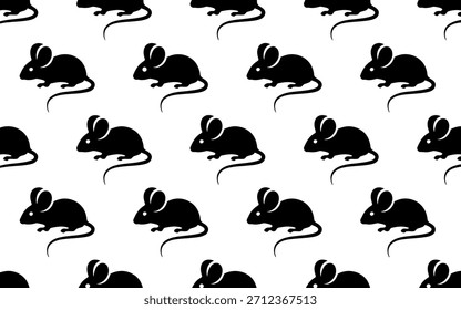 Seamless pattern background with cute silhouette mice for textile design