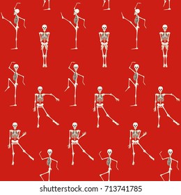 Seamless pattern, background with dancing skeletons.