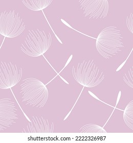 Seamless pattern background from a dandelion. Flight of a dandelion, vector illustration