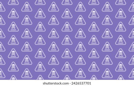 Seamless Pattern Background for Danger Sign with Skull Mark