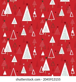 seamless pattern background decorated with Christmas trees