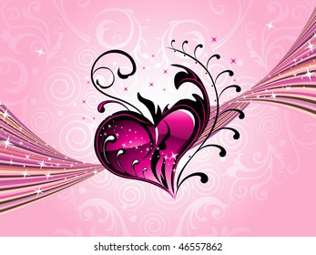 seamless pattern background with decorated romantic heart