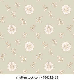 Seamless pattern, background with decorative flowers in art nouveau style, vintage, old, retro style.