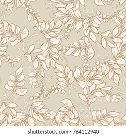 Seamless pattern, background with decorative flowers in art nouveau style, vintage, old, retro style.