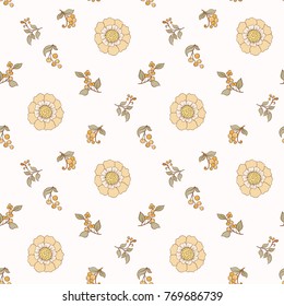 Seamless pattern, background with decorative flowers in art nouveau style, vintage, old, retro style.