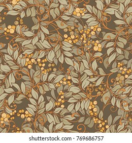 Seamless pattern, background with decorative flowers in art nouveau style, vintage, old, retro style.