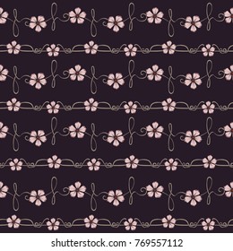 Seamless pattern, background with decorative pumpkin flowers, in art nouveau style, vintage, old, retro style. Stock vector illustration.