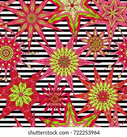 Seamless pattern, background with decorative stars. 
