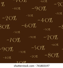 Seamless pattern background for design in sale period with percent of discount. Illustration for banner, greeting card, postcard, advertising.