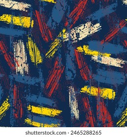 Seamless pattern background design, strip brush paint, navy, colors, abstract, grunge, vector art illustration design