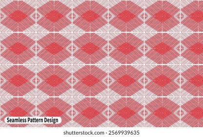 Seamless Pattern Background Design with White and Red Colour