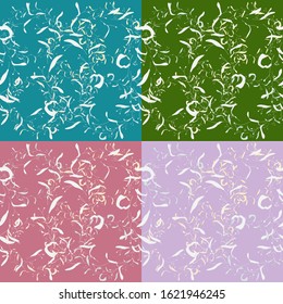 Seamless pattern and background of different colors to decorate a laptop or fabric, linden seeds are a botanical natural pattern of graceful contours of branches