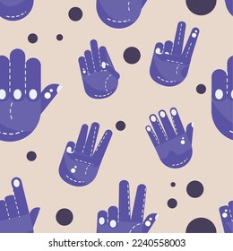 Seamless pattern background with different hand gesture icons Vector