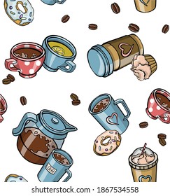fondo de patrón impecable con donuts. ilustración de ornamento
